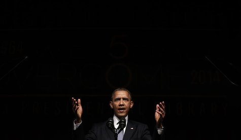 U.S. President Barack Obama speaks at a Civil Rights Summit to commemorate the 50th anniversary of the signing of the Civil Rights Act at th U.S. President Barack Obama speaks at a Civil Rights Summit to commemorate the 50th anniversary of the signing of the Civil Rights Act at th