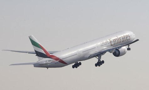 An Emirates Airlines Boeing 777-300 aircraft takes off during the second day of the Dubai Airshow November 14, 2011. REUTERS/Nikhil Monteiro An Emirates Airlines Boeing 777-300 aircraft takes off during the second day of the Dubai Airshow November 14, 2011. REUTERS/Nikhil Monteiro