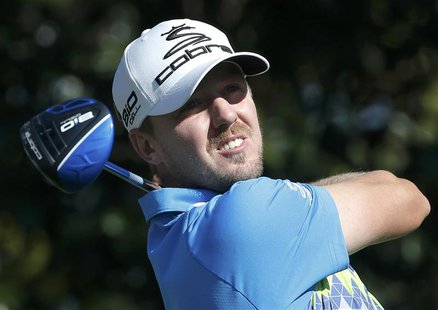 Sweden's Jonas Blixt hits his tee shot on the ninth hole during the first round of the Masters golf tournament at the Augusta National Golf Sweden's Jonas Blixt hits his tee shot on the ninth hole during the first round of the Masters golf tournament at the Augusta National Golf