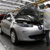 An employee works on a Renault Zoe electric car on the production line at the Renault automobile factory in Flins, west of Paris, May 28, 20 An employee works on a Renault Zoe electric car on the production line at the Renault automobile factory in Flins, west of Paris, May 28, 20