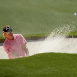 Spain's Miguel Angel Jimenez hits from the sand on the 18th hole during the first round of the 2014 Masters golf tournament at the Augusta N Spain's Miguel Angel Jimenez hits from the sand on the 18th hole during the first round of the 2014 Masters golf tournament at the Augusta N