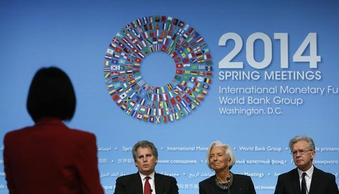 International Monetary Fund (IMF) Managing Director Christine Lagarde (2nd R) takes a question during a news conference in Washington April International Monetary Fund (IMF) Managing Director Christine Lagarde (2nd R) takes a question during a news conference in Washington April