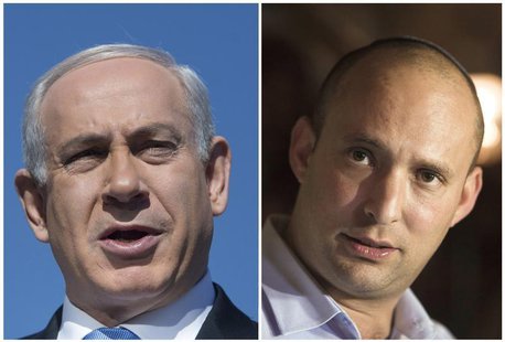 A combination photo shows Israel's Prime Minister Benjamin Netanyahu in Jerusalem on January 21, 2013 and Naftali Bennett (R), leader of the A combination photo shows Israel's Prime Minister Benjamin Netanyahu in Jerusalem on January 21, 2013 and Naftali Bennett (R), leader of the