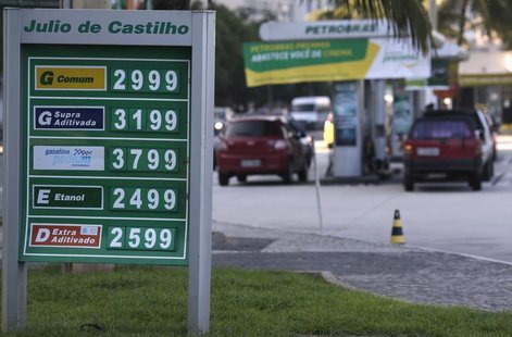 The prices of gasoline, ethanol and diesel fuel are shown at a gas station at Copacabana Beach in Rio de Janeiro November 29, 2013.REUTERS/R The prices of gasoline, ethanol and diesel fuel are shown at a gas station at Copacabana Beach in Rio de Janeiro November 29, 2013.REUTERS/R