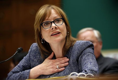 GM Chief Executive Officer Mary Barra testifies during a House Energy and Commerce hearing on Capitol Hill in Washington April 1, 2014. REUT GM Chief Executive Officer Mary Barra testifies during a House Energy and Commerce hearing on Capitol Hill in Washington April 1, 2014. REUT