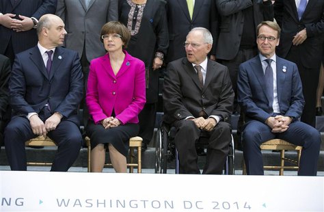 Russian Finance Minister Anton Siluanov, Bank of Russia First Deputy Governor Ksenia Yudaeva, German Finance Minister Wolfgang Schaeuble and Russian Finance Minister Anton Siluanov, Bank of Russia First Deputy Governor Ksenia Yudaeva, German Finance Minister Wolfgang Schaeuble and