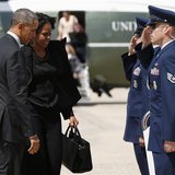 U.S. President Barack Obama and first lady Michelle Obama board Air Force One as they depart Joint Base Andrews in Washington for New York t U.S. President Barack Obama and first lady Michelle Obama board Air Force One as they depart Joint Base Andrews in Washington for New York t