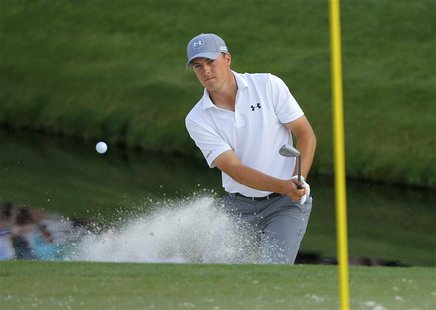 U.S. golfer Jordan Spieth hits from the sand on the 16th hole during the second round of the Masters golf tournament at the Augusta National U.S. golfer Jordan Spieth hits from the sand on the 16th hole during the second round of the Masters golf tournament at the Augusta National