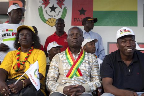 Presidential candidate Jose Mario Vaz attends a campaign rally in Bissau, Guinea-Bissau, April 11, 2014. Guinea-Bissau is holding a presiden Presidential candidate Jose Mario Vaz attends a campaign rally in Bissau, Guinea-Bissau, April 11, 2014. Guinea-Bissau is holding a presiden