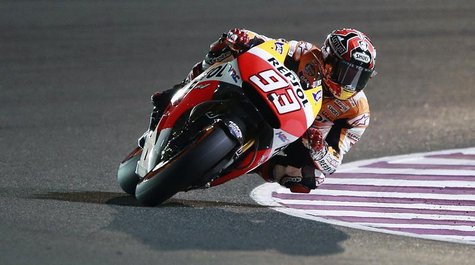 Honda MotoGP rider Marc Marquez of Spain rides his bike during a free practice session at the MotoGP World Championship at the Losail Intern Honda MotoGP rider Marc Marquez of Spain rides his bike during a free practice session at the MotoGP World Championship at the Losail Intern