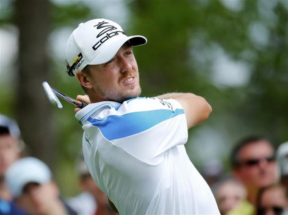 Sweden's Jonas Blixt hits his tee shot on the fourth hole during the final round of the Masters golf tournament at the Augusta National Golf Sweden's Jonas Blixt hits his tee shot on the fourth hole during the final round of the Masters golf tournament at the Augusta National Golf
