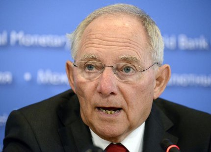 Germany's Finance Minister Wolfgang Schaeuble makes remarks during a news conference during the IMF and World Bank 2014 Annual Spring Meetin Germany's Finance Minister Wolfgang Schaeuble makes remarks during a news conference during the IMF and World Bank 2014 Annual Spring Meetin