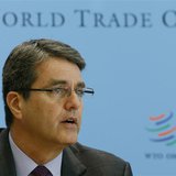 World Trade Organization (WTO) Director-General Roberto Azevedo attends a news conference on world trade in 2013 and prospect for 2014 in Ge World Trade Organization (WTO) Director-General Roberto Azevedo attends a news conference on world trade in 2013 and prospect for 2014 in Ge