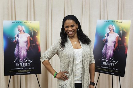 Actress Audra McDonald poses for a photograph while promoting the play "Lady Day at Emerson's Bar and Grill" in New York March 17, 2014. REU Actress Audra McDonald poses for a photograph while promoting the play "Lady Day at Emerson's Bar and Grill" in New York March 17, 2014. REU