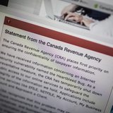 The Canada Revenue Agency website is seen on a computer screen displaying information about an internet security vulnerability called the "H The Canada Revenue Agency website is seen on a computer screen displaying information about an internet security vulnerability called the "H