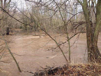 A view of the swollen Sheboygan River along County PP April 14, 2014. A view of the swollen Sheboygan River along County PP April 14, 2014.