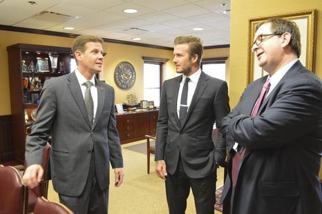 Florida's Senate President-designate Andy Gardiner, Republican of Orlando, talks with former England soccer player David Beckham (C) and Mar Florida's Senate President-designate Andy Gardiner, Republican of Orlando, talks with former England soccer player David Beckham (C) and Mar