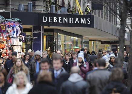 People walk past Debenhams department store on Oxford Street, in central London, January 10th 2011. REUTERS/Ki Price People walk past Debenhams department store on Oxford Street, in central London, January 10th 2011. REUTERS/Ki Price