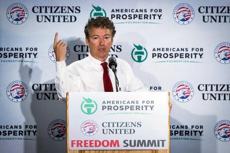 Senator Rand Paul (R-KY) speaks during the inaugural Freedom Summit meeting for conservative speakers in Manchester, New Hampshire April 12, Senator Rand Paul (R-KY) speaks during the inaugural Freedom Summit meeting for conservative speakers in Manchester, New Hampshire April 12,