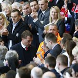 Liverpool manager Brendan Rodgers is applauded after speaking during a memorial service to mark the 25th anniversary of the Hillsborough dis Liverpool manager Brendan Rodgers is applauded after speaking during a memorial service to mark the 25th anniversary of the Hillsborough dis