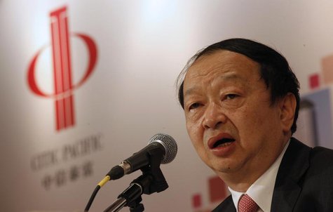 CITIC Pacific Chairman Chang Zhenming speaks in front of the company's logo during a news conference in Hong Kong April 16, 2014. REUTERS/Bo CITIC Pacific Chairman Chang Zhenming speaks in front of the company's logo during a news conference in Hong Kong April 16, 2014. REUTERS/Bo