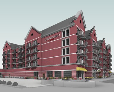 Artist's rendition of the proposed Courtyard by Marriott hotel in Holland (courtesy Holland Planning Commission) Artist's rendition of the proposed Courtyard by Marriott hotel in Holland (courtesy Holland Planning Commission)