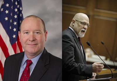 GOP Congressman Larry Bucshon left,
GOP Representative Tim Brown right GOP Congressman Larry Bucshon left,
GOP Representative Tim Brown right