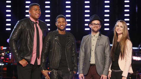 Image courtesy of (l-r) T.J. Wilkins, Usher, Josh Kaufman, Bria Kelly; Trae Patton/NBC (via ABC News Radio) Image courtesy of (l-r) T.J. Wilkins, Usher, Josh Kaufman, Bria Kelly; Trae Patton/NBC (via ABC News Radio)