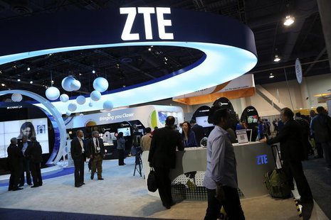 The ZTE display is shown at the annual Consumer Electronics Show (CES) in Las Vegas, Nevada January 8, 2014. REUTERS/Robert Galbraith The ZTE display is shown at the annual Consumer Electronics Show (CES) in Las Vegas, Nevada January 8, 2014. REUTERS/Robert Galbraith