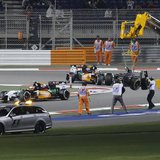 The car of Sauber Formula One driver Esteban Gutierrez of Mexico is removed from the track after his collision with Lotus Formula One driver The car of Sauber Formula One driver Esteban Gutierrez of Mexico is removed from the track after his collision with Lotus Formula One driver