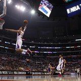 Los Angeles Clippers forward Blake Griffin (L) leaps for a dunk against the Los Angeles Lakers during the first half of their NBA basketball Los Angeles Clippers forward Blake Griffin (L) leaps for a dunk against the Los Angeles Lakers during the first half of their NBA basketball