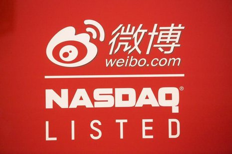 Signage for Weibo Corporation is seen at the NASDAQ MarketSite in Times Square on day one of its initial public offering (IPO) on The NASDAQ Signage for Weibo Corporation is seen at the NASDAQ MarketSite in Times Square on day one of its initial public offering (IPO) on The NASDAQ