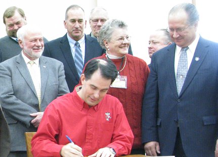 Governor Scott Walker, Senator Jerry Petrowski at Rib Mountain bill signing ceremony Governor Scott Walker, Senator Jerry Petrowski at Rib Mountain bill signing ceremony
