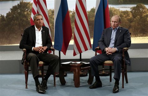 U.S. President Barack Obama (L) meets with Russian President Vladimir Putin during the G8 Summit at Lough Erne in Enniskillen, Northern Irel U.S. President Barack Obama (L) meets with Russian President Vladimir Putin during the G8 Summit at Lough Erne in Enniskillen, Northern Irel