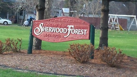 Sherwood Forest is located just to the east of the Kalamazoo County Fairgrounds in the Lakewood neighborhood. Sherwood Forest is located just to the east of the Kalamazoo County Fairgrounds in the Lakewood neighborhood.