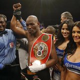 Apr 19, 2014; Washington, DC, USA; Bernard Hopkins celebrates after his split decision victory over Beibut Shumenov at DC Armory. Mandatory Apr 19, 2014; Washington, DC, USA; Bernard Hopkins celebrates after his split decision victory over Beibut Shumenov at DC Armory. Mandatory