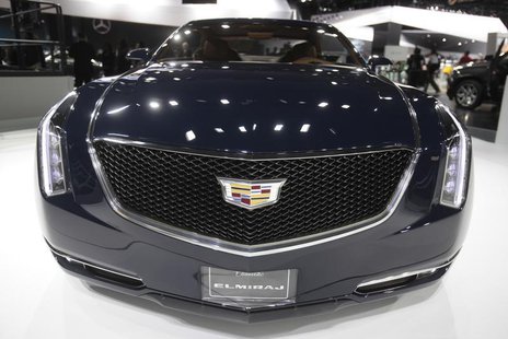 The grille of the Cadillac Elmiraj concept car as the vehicle is displayed during the press preview day of the North American International The grille of the Cadillac Elmiraj concept car as the vehicle is displayed during the press preview day of the North American International