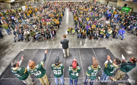 Former and current Packers players on stage at the Merrill Area Recreational Complex. Photo courtesy of Dave Kallaway. Former and current Packers players on stage at the Merrill Area Recreational Complex. Photo courtesy of Dave Kallaway.