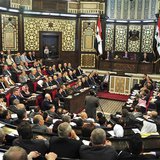 Members of the Syrian parliament attend a session to set a date for voting for the presidential election,in Damascus April 21, 2014, in this Members of the Syrian parliament attend a session to set a date for voting for the presidential election,in Damascus April 21, 2014, in this