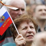A pro-Russian supporter attends a meeting at the seized office of the SBU state security service in Luhansk, eastern Ukraine April 21, 2014. A pro-Russian supporter attends a meeting at the seized office of the SBU state security service in Luhansk, eastern Ukraine April 21, 2014.