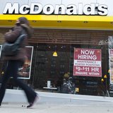 A passersby walks in front of a help wanted sign at a McDonalds restaurant in the Brooklyn borough of New York, March 7, 2014. REUTERS/Keith A passersby walks in front of a help wanted sign at a McDonalds restaurant in the Brooklyn borough of New York, March 7, 2014. REUTERS/Keith