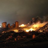 The remains of a fertilizer plant burn after an explosion at the plant in the town of West, near Waco, Texas early April 18, 2013. REUTERS/M The remains of a fertilizer plant burn after an explosion at the plant in the town of West, near Waco, Texas early April 18, 2013. REUTERS/M