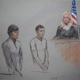Defendants Dias Kadyrbayev (L) and Azamat Tazhayakov are pictured in a courtroom sketch, appearing in front of Federal Magistrate Marianne B Defendants Dias Kadyrbayev (L) and Azamat Tazhayakov are pictured in a courtroom sketch, appearing in front of Federal Magistrate Marianne B