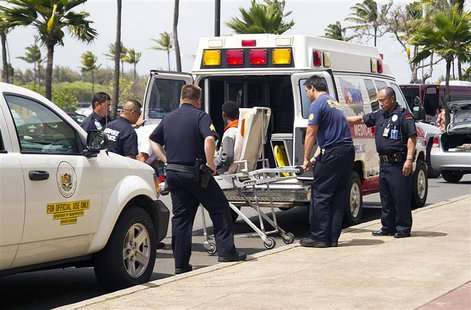 A 16-year-old boy is carried on a stretcher in Maui, Hawaii, April 20, 2014, as seen in this handout photo courtesy of Chris Sugidono,The Ma A 16-year-old boy is carried on a stretcher in Maui, Hawaii, April 20, 2014, as seen in this handout photo courtesy of Chris Sugidono,The Ma