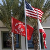 Flags flutter outside the Huy Fong Foods factory, maker of Sriracha hot chili sauce, in Irwindale, California October 30, 2013. REUTERS/Lucy Flags flutter outside the Huy Fong Foods factory, maker of Sriracha hot chili sauce, in Irwindale, California October 30, 2013. REUTERS/Lucy