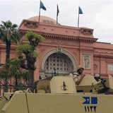 A soldier in a military vehicle keeps guard in front of the Egyptian Museum in Tahrir square in Cairo April 19, 2014. Picture taken April 19 A soldier in a military vehicle keeps guard in front of the Egyptian Museum in Tahrir square in Cairo April 19, 2014. Picture taken April 19
