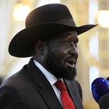 South Sudan's President Salva Kiir speaks during a joint news conference with Sudan's President Omar al-Bashir (not pictured) at Khartoum Ai South Sudan's President Salva Kiir speaks during a joint news conference with Sudan's President Omar al-Bashir (not pictured) at Khartoum Ai