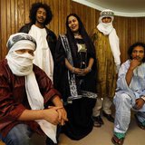 Mali's Cheikh Ag Tiglia, Ousmane Ag Mossa, Wonou Walet Sidati, Ibrahim Ag Ahmed Salem, and Aghaly Ag Mohammedi (L-R) of the Touareg desert b Mali's Cheikh Ag Tiglia, Ousmane Ag Mossa, Wonou Walet Sidati, Ibrahim Ag Ahmed Salem, and Aghaly Ag Mohammedi (L-R) of the Touareg desert b