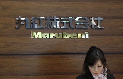 A receptionist works in front of the logo of Japanese trading house Marubeni Corp at the company's headquarters in Tokyo May 29, 2012. REUTE A receptionist works in front of the logo of Japanese trading house Marubeni Corp at the company's headquarters in Tokyo May 29, 2012. REUTE