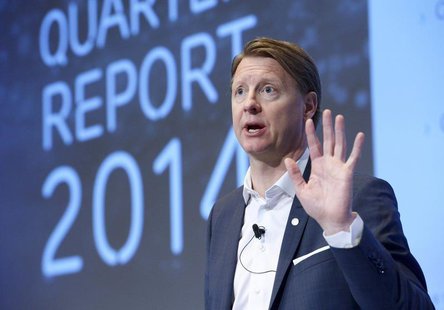 Ericsson Chief Executive Hans Vestberg speaks during a news conference at the company's headquarter in Stockholm April 23, 2014. REUTERS/Jan Ericsson Chief Executive Hans Vestberg speaks during a news conference at the company's headquarter in Stockholm April 23, 2014. REUTERS/Jan